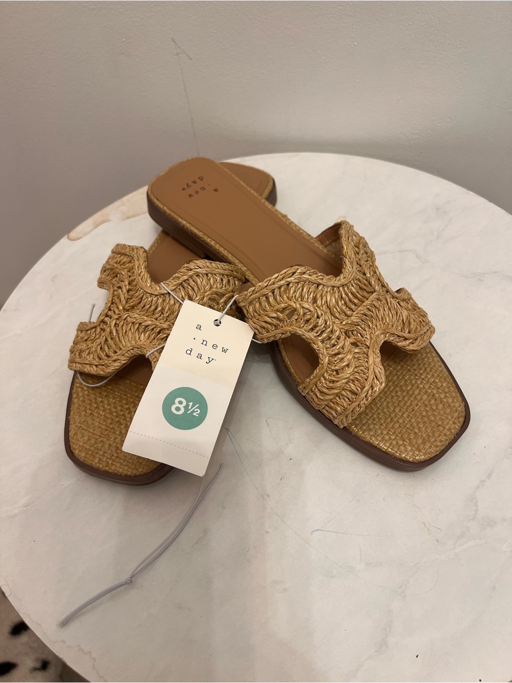a new day Natural Tan Woven Slide Sandals